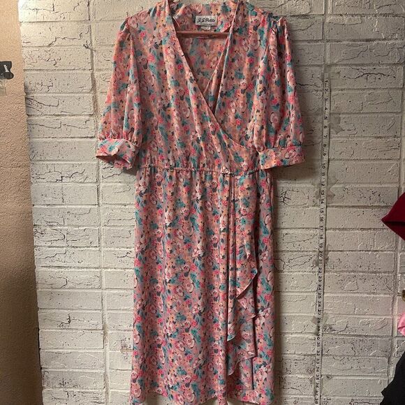 Vintage 80’s Cottagecore Pastel J.J. of California Dress 12 - Picture 1 of 10